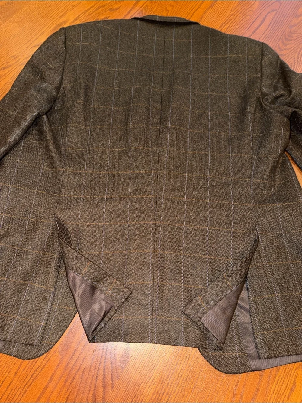 Burberry Men's Dark Gray Windowpane Three-Button Wool Blazer Size 48